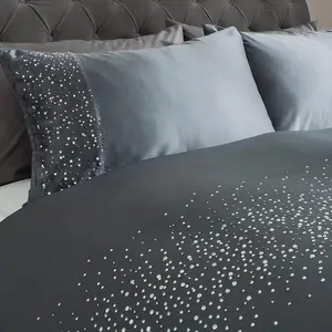 Smart Living Luxury Hotel Quality Diamonte Embellished Duvet Cover with Pillowcases