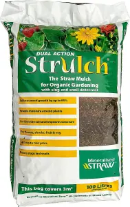 Primrose Pack of 4 9kg Strulch Mineralised Straw Garden Allotment Mulch Bags 400L