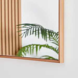 Alcantera Rectangle Metal Frame Wall Mirror Simple and Elegant Modern Design Copper / 140cm H x 50cm W