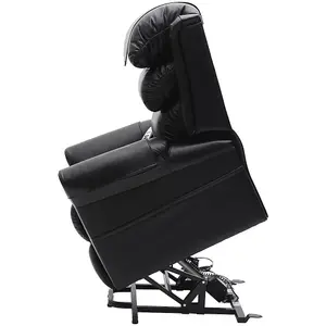 Dual Motor Rise and Recline Armchair - Waterfall Pillow - Black PU Leather