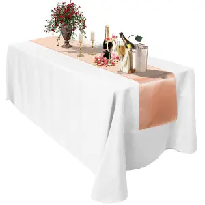 Neel Blue 11x 108 Inch Plain Satin Silk Table Runner, Peach