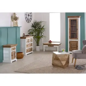 Breo Solid Mango Wood White Chest Of 4 Drawers