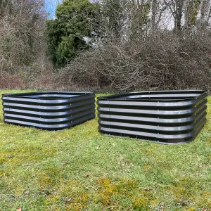 Set of 2 x Large Metal Raised Vegetable Bed in Dark Grey (120cm)