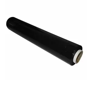 1 x 400mm Black Strong Plastic Cling Film Protective Pallet Shrink Wrap Roll