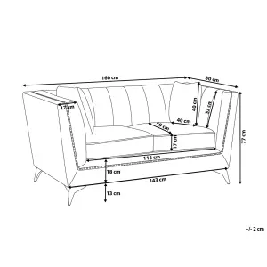2 Seater Velvet Fabric Sofa Grey GAULA