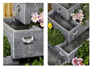 Primrose Perth Solar 4-Tier Herb Planter Cascading Outdoor Water Feature H42cm