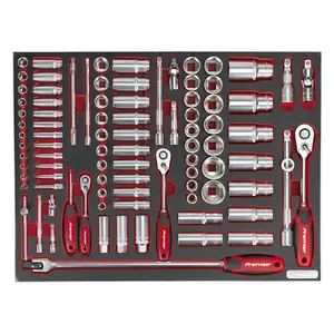 Sealey Tool Tray with Socket Set 91pc 1/4", 3/8" & 1/2"Sq Drive TBTP02