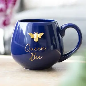 Navy Blue Ceramic Queen Bee Mug