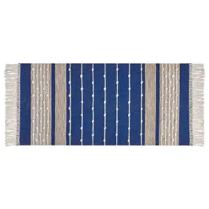 Cotton Area Rug 80 x 150 cm Blue and Beige KONDHALI