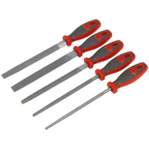 5 Piece 200mm Engineers File Set - Double Cut - Coarse - Comfort Grip Handles