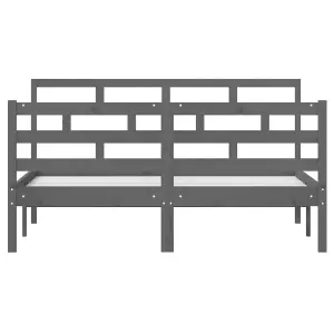 Berkfield Bed Frame Grey Solid Wood Pine 140x190 cm