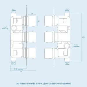 Rose 2 Way Square Concealed Thermostatic Mixer Valve Head Hand Held Shower Set