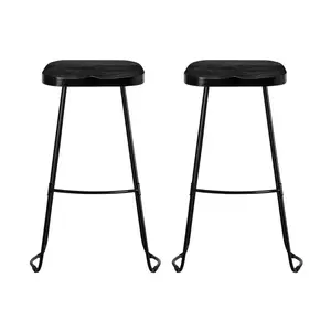 Gallitzin Solid Wood Kitchen Counter Bar Stool (Set of 2) Black / Bar Stool (76.25cm Seat Height)