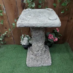 Stone Cast Detailed Jurassic Birdbath