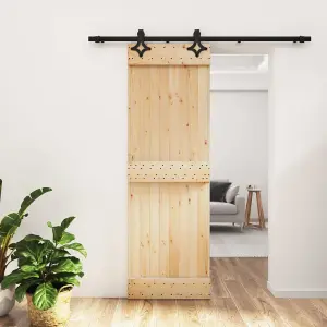 Berkfield Sliding Door with Hardware Set 70x210 cm Solid Wood Pine