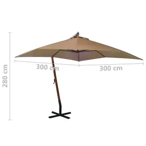 Berkfield Hanging Parasol with Pole Taupe 3x3 m Solid Fir Wood