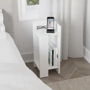 Lochlan Modern Compact Nightstand Bedside Table 25 x 27 x 60cm  Bedroom Furniture White / Right Orientation