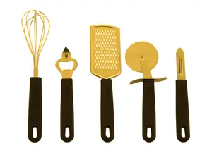 Maison by Premier Zing Five Piece Light Gold Kitchen Gadget Set