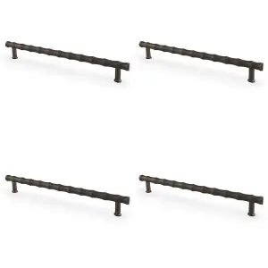 4 PACK - Bamboo T Bar Pull Handle - Dark Bronze 224mm Centres SOLID BRASS Drawer Door