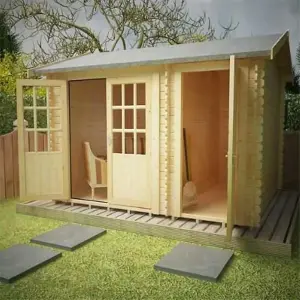 12ft x 8ft (3.65m x 2.43m) Storage 44mm Wooden Log Cabin (19mm Tongue and Groove Floor and Roof) (12 x 8) (12x8)