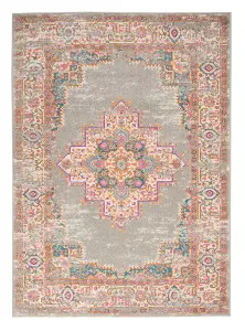 Grey Floral Luxurious Traditional Persian Rug For Dining Room-160cm X 221cm