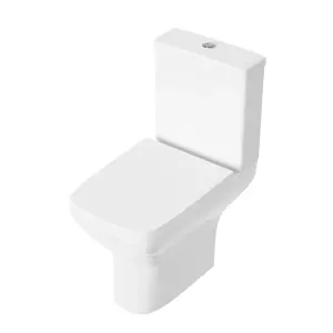 Nes Home Cyan Rimless Close Coupled WC Toilet Pan, Cistern and Slim Soft Close Seat