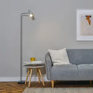 ValueLights Selbourne Modern Cool Grey and Black GU10 Angled Floor Lamp with Black Marble Base