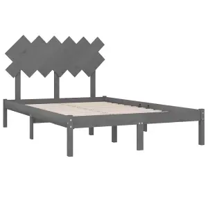 Berkfield Bed Frame Grey 135x190 cm 4FT6 Double Solid Wood