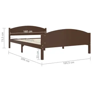 Berkfield Bed Frame Dark Brown Solid Pine Wood 160x200 cm