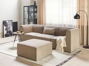 3 Seater Modular Jumbo Cord Sofa with Ottoman Taupe LEMVIG