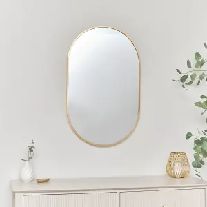 Melody Maison Gold Oval Frame Wall Mirror 80cm x 50cm