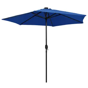 Berkfield Parasol with LED Lights and Aluminium Pole 270 cm Azure Blue