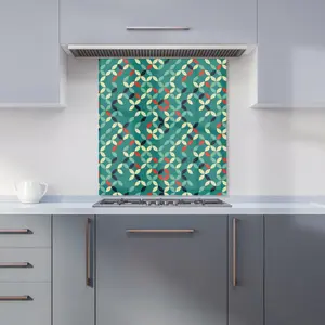 Geometric Pattern Design Premium Glass Kitchen Splashback W600mm x H600mm