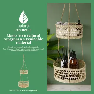 Natural Elements 2-Tier Natural Seagrass Hanging Planter