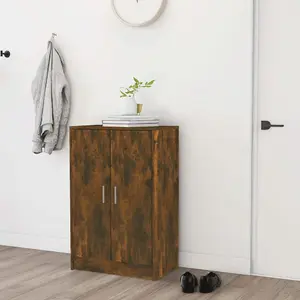 Berkfield Shoe Cabinet Smoked Oak 60x35x92 cm Engineered Wood