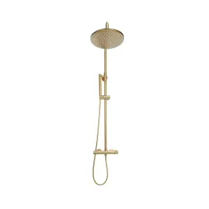 UK Home Living Avalon Core Round Rigid Riser Shower Brushed Brass