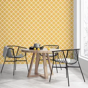 Morocco Trellis Wallpaper In Mustard And White