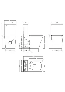 Rimless Flush to Wall Toilet Pan, Cistern & Soft Close Seat - 792mm x 385mm x 623mm