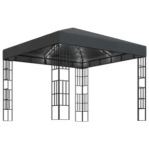 Berkfield Gazebo with LED String Lights 3x3 m Anthracite