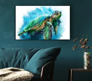 The Sea Turtle Watercolour Canvas Print Wall Art - Medium 20 x 32 Inches