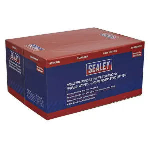 Sealey Multipurpose Paper Wipes in Dispenser Box - Smooth White 73gsm 150 Sheets SCP1501