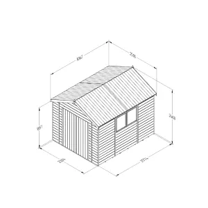 Forest Garden Timberdale 10x8 ft Apex Wooden 2 door Shed with floor (Base included) - Assembly service included