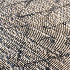 Neutral Beige Grey Striped Woven Flatweave Soft Indoor Outdoor Area Rug 120x170cm