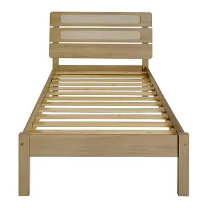 Santana 3ft Single Bed Frame in Light Oak and Rattan Effect