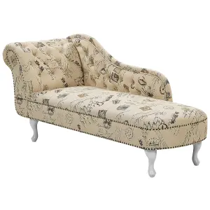 Left Hand Chaise Lounge Print Beige NIMES