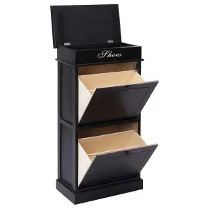 Berkfield Shoe Cabinet Black 50x28x98 cm Paulownia Wood