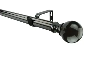 GoodHome Kilmos Gloss Black Nickel effect Extendable Ball Curtain pole Set, (L)2000mm-3300mm (Dia)28mm