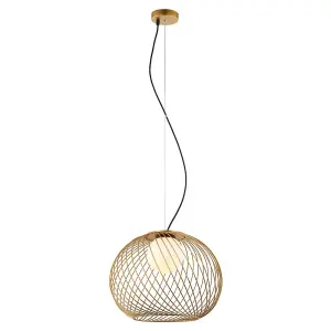 Luminosa Modern Hanging Pendant Golden 1 Light  with White Shade, E27