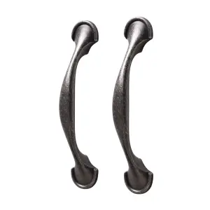 GoodHome Ezov Pewter effect Silver Kitchen Cabinet Bow Handle (L)11.9cm (D)26mm, Pack of 2