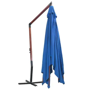 Berkfield Hanging Parasol with Wooden Pole 400x300 cm Blue